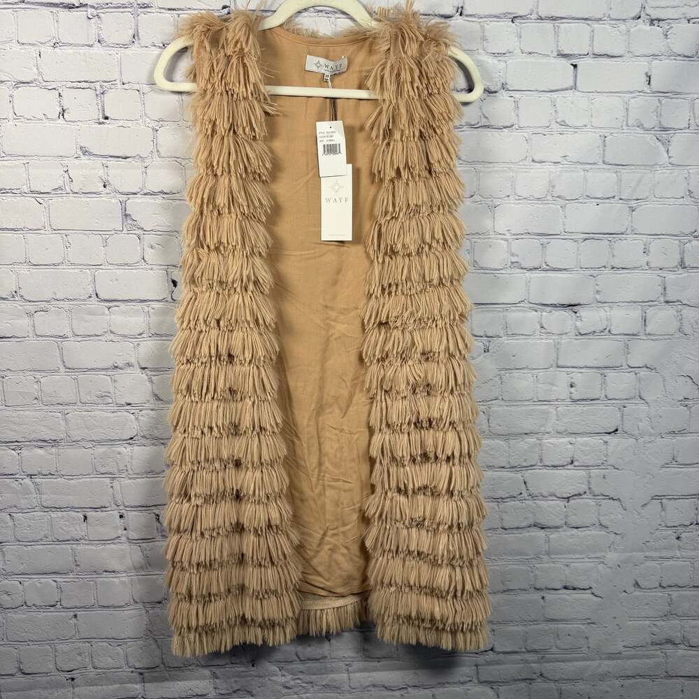 WAYF Blush Pink Fringe Faux Fur Vest NWT Size XS - Picture 2 of 7